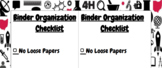 Binder Organization Check List