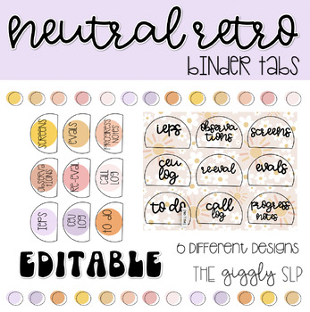 Preview of Binder Tabs | Neutral Retro