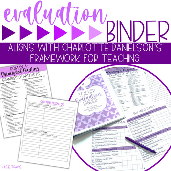 Preview of Teacher Evaluation Evidence Binder Charlotte Danielson Purple Theme