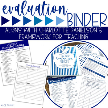 Preview of Teacher Evaluation Evidence Binder Charlotte Danielson Navy Blue Theme