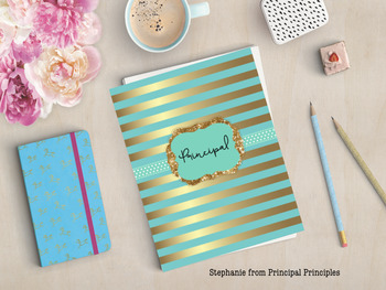 Preview of Turquoise and Gold Binder for Principal, Assistant Principal