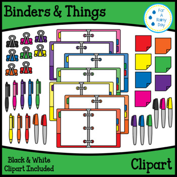 Binder Clip Clipart Office Supply Teacher Planner School or Desk Clip Art  Graphics Personal & Commercial Use 