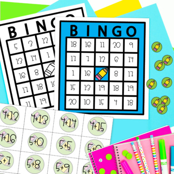 Bingo:Addition 1-20 Back to School Math Game Activity 1st, 2nd, 3rd ...