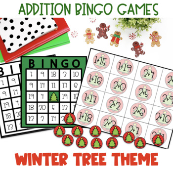 Preview of Bingo: Addition 1-20 Winter/Christmas Math Game Activity 1st,2nd,3rd,4th Grade