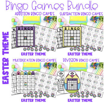 Preview of Bingo: Addition, Subtraction, Multiplication,Division, Easter Bundle