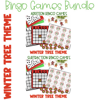 Preview of Bingo: Addition and Subtraction1-20  Winter Christmas Math Game Activity Bundle