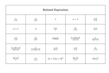 Preview of Bingo Algebra - Rationals