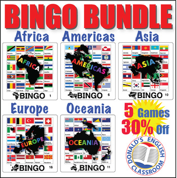Preview of Flags of the World Bingo Bundle ESL ELL Newcomer Game