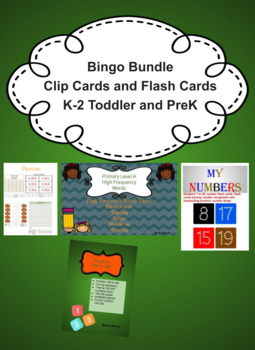 Preview of Bingo Bundle, Clip Cards and Flash Cards, K-2 Toddler and PreK