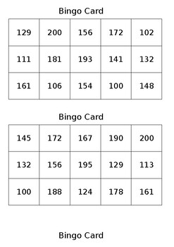 Preview of Bingo Cards (100-200)