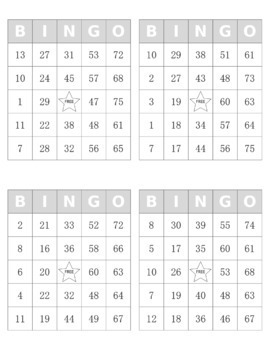 Bingo Cards 1 75 Worksheets Teaching Resources Tpt