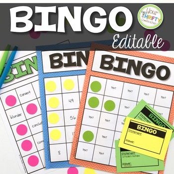 Bingo Cards Editable (and NonEditable) Templates and Calling Cards