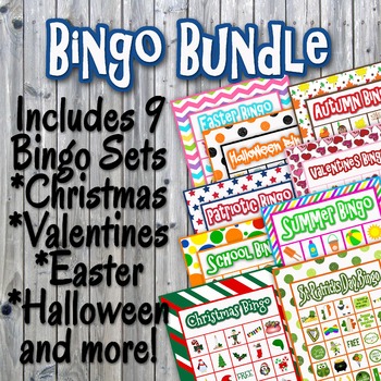 Preview of Bingo Cards and Memory Game Bundle - Printable - Includes 9 Sets