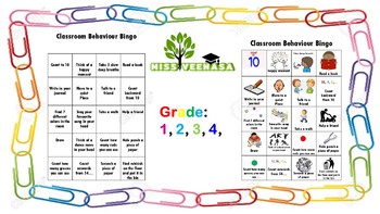 Preview of Bingo Classroom Behaviour Chart