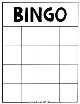 Bingo DIY template by Teaching Tutifruti | TPT