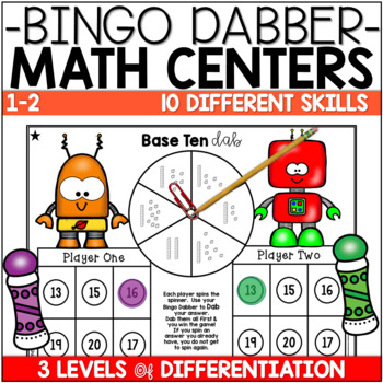 Preview of Bingo Dauber Games for  Math Centers | Stations 1st Grade Skills