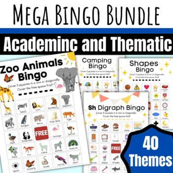 Preview of Bingo Game Growing Bundle 43 Different Themes - Holidays Numbers Letters