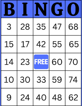 Bingo Game Numbers 1-75 | Colorful Bingo Cards Numbers 5×5 | TPT