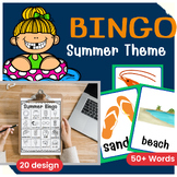 Bingo Game Summer Theme Activity Fun Word Practice Last Da