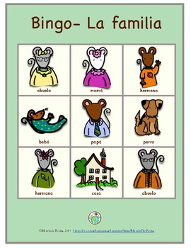 Bingo de la familia - Family Bingo Game in Spanish - Classful