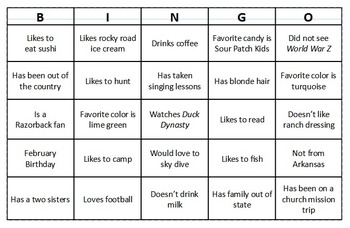 Preview of Bingo Ice Breaker