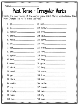 Bingo! Irregular Past Tense Verbs by A Classroom for All Seasons