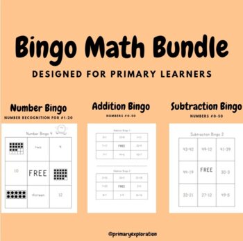Preview of Bingo Math Bundle - Number Recognition , Addition , Subtraction Game