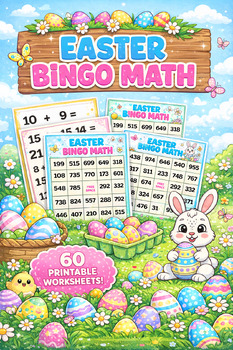 Preview of Bingo Math Worksheets | Addition Practice Game | Spring Math Activities