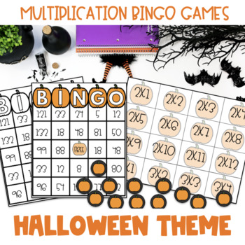 Preview of Bingo: Multiplication 1-12 Halloween/Fall Theme Math Game Activity