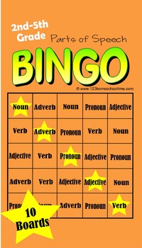 Preview of Bingo: Parts of Speech Game (Noun, Verb, Adverb, Adjective,and Pronoun)