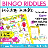 Bingo Riddles 5-Holiday Games Party Activities Bundle