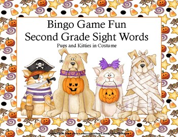 Preview of Bingo Sight Words Review Game| Second Grade Reading Skills| Pups and Kitties