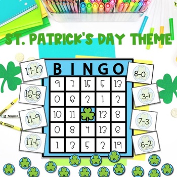 Preview of Subtraction Bingo 1-20 St.Patrick's Day Math Game Activity 1st,2nd,3rd4th Grade