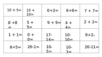 Preview of Bingo addition and subtraction within 20 (equation cards)