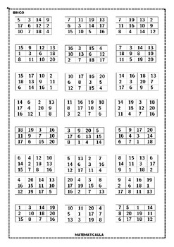 Bingo boards Cartones bingo MA - Maths Materials | TPT