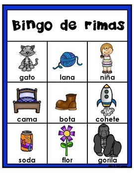 Bingo De Rimas By Mrs G Dual Language C3C