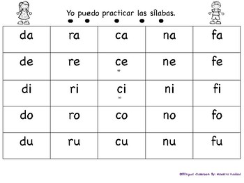 Bingo de sílabas by Bilingual Classroom by Maestra Haddad | TPT
