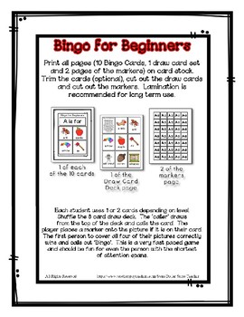 Preview of Bingo for Beginners ~ Preschool ~ Focus Letter Beginning Sounds ~ All Bundled