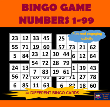 Bingo game - numbers 1-99 by The French English teacher | TpT