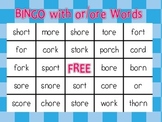 Bingo with -or and -ore Words