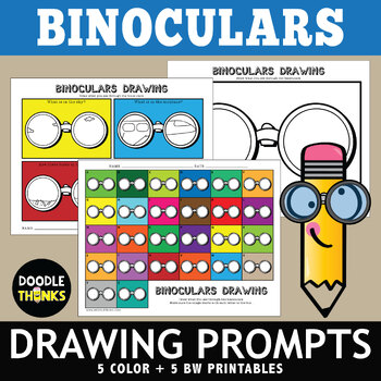 Preview of Binoculars Drawing Prompts | Critical Thinking No-Prep Art Activities