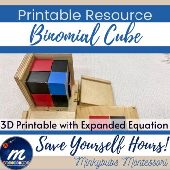 Preview of Binomial Cube Build Printable Material Montessori Algebraic Sensorial Equation
