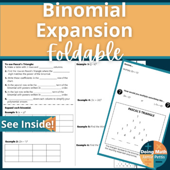 Preview of Binomial Expansion using Pascal's Triangle Foldable Notes Activity