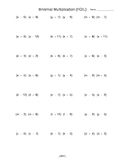 Binomial Multiplication (FOIL) Practice Worksheet Generator