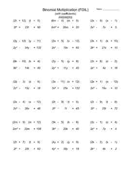 30 Multiplying Binomials Foil Practice Worksheet Answers - Worksheet