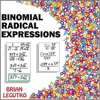 Preview of Binomial Radical Expressions - Multiply & Rationalize (Notes, WS, PopQz w/Keys)