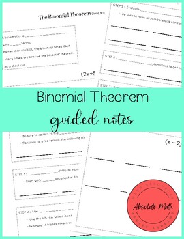 Preview of Binomial Theorem (long way) Guided Notes