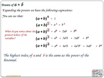 Binomial Theorem Binomial Expansion By Maths Support Centre Tpt