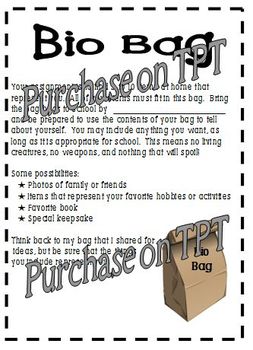 Bio Bag Project-A Getting to Know You Speaking, Listening, and