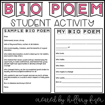 Preview of Bio Poem Lesson and Activity